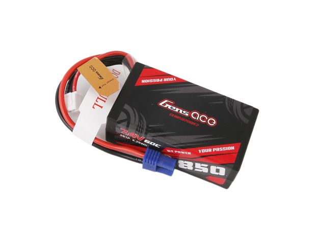 Gens ace 850mAh 2S 60C 7.4V LiPo Batarya | EC2 Konnektör | Car Classic (Non-G-Tech)