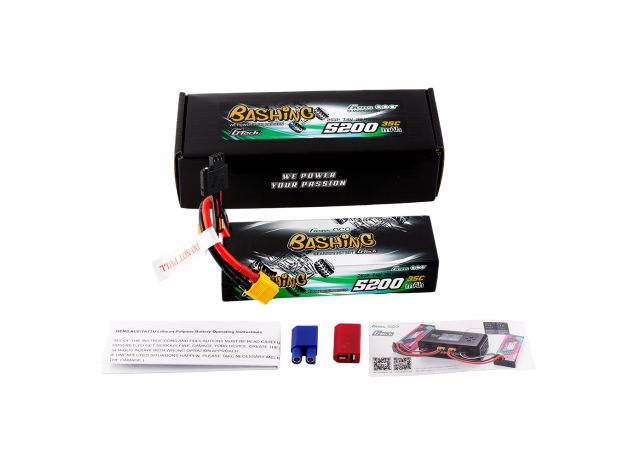 Gens ace 5200mAh 2S 35C 7.4V LiPo Batarya | Sert Kasalı | XT60+EC3+Deans | Bashing