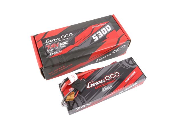 Gens ace 5300mAh 2S 60C 7.4V LiPo Batarya | Sert Kasalı | Deans Konnektör | Car Classic