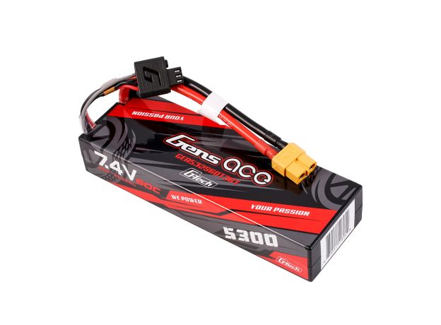Gens ace 5300mAh 2S 60C 7.4V LiPo Batarya | Sert Kasalı | XT60+EC3+Deans | Car Classic