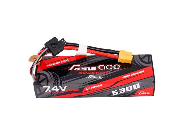 Gens ace 5300mAh 2S 60C 7.4V LiPo Batarya | Sert Kasalı | XT60+EC3+Deans | Car Classic