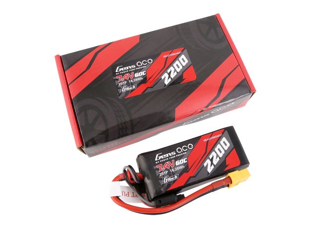 Gens ace 2200mAh 2S 60C 7.4V LiPo Batarya | XT60 Konnektör | Car Classic