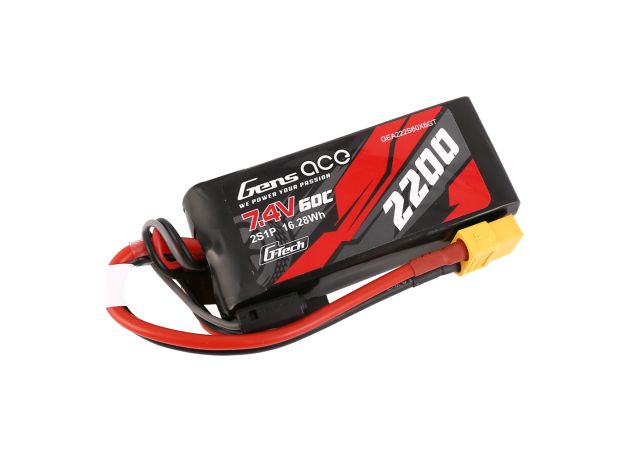 Gens ace 2200mAh 2S 60C 7.4V LiPo Batarya | XT60 Konnektör | Car Classic