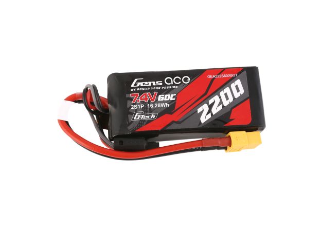 Gens ace 2200mAh 2S 60C 7.4V LiPo Batarya | XT60 Konnektör | Car Classic