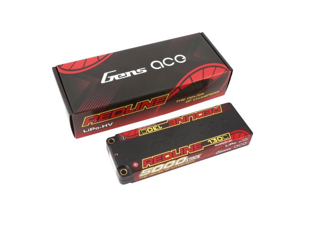 Gens ace 5000mAh 2S 130C 7.4V LiPo Batarya | 5.0mm bullet | Kırmızıline 1.0