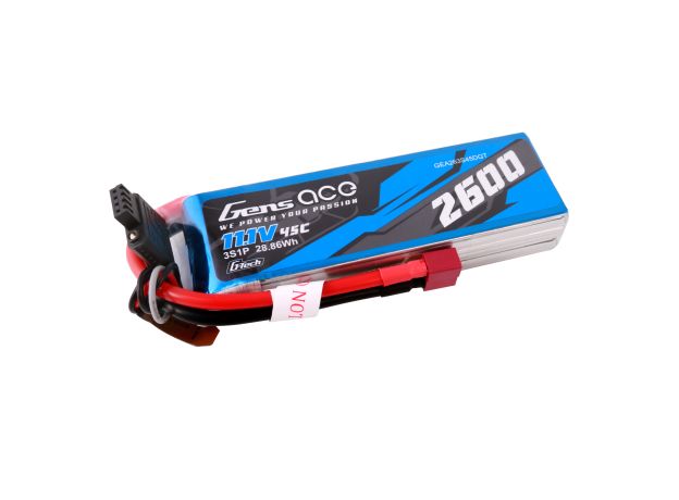 Gens ace 2600mAh 3S 45C 11.1V LiPo Batarya | Deans Konnektör | Air Classic