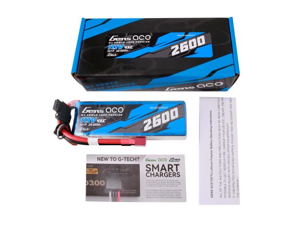 Gens ace 2600mAh 3S 45C 11.1V LiPo Batarya | Deans Konnektör | Air Classic