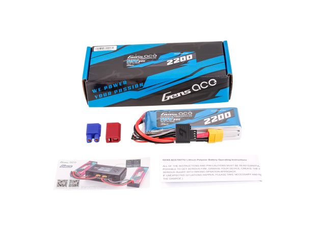 Gens ace 2200mAh 3S 25C 11.1V LiPo Batarya | XT60+EC3+Deans | Air Classic