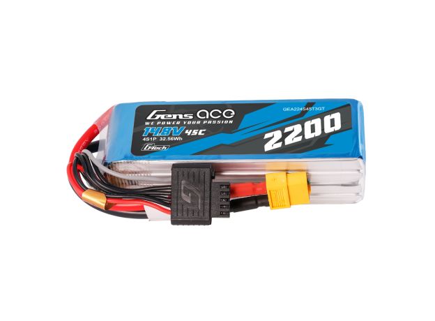 Gens ace 2200mAh 4S 45C 14.8V LiPo Batarya | XT60+EC3+Deans | Air Classic
