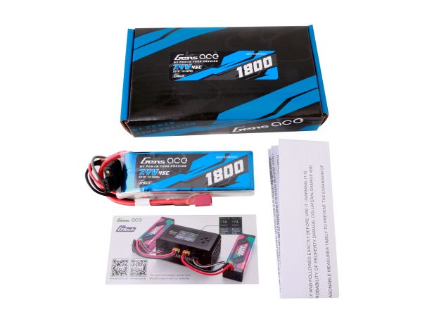Gens ace 1800mAh 2S 45C 7.4V LiPo Batarya | Deans Konnektör | Air Classic