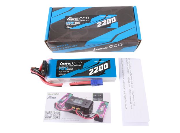Gens ace 2200mAh 3S 60C 11.1V LiPo Batarya | EC3 Konnektör | Air Classic