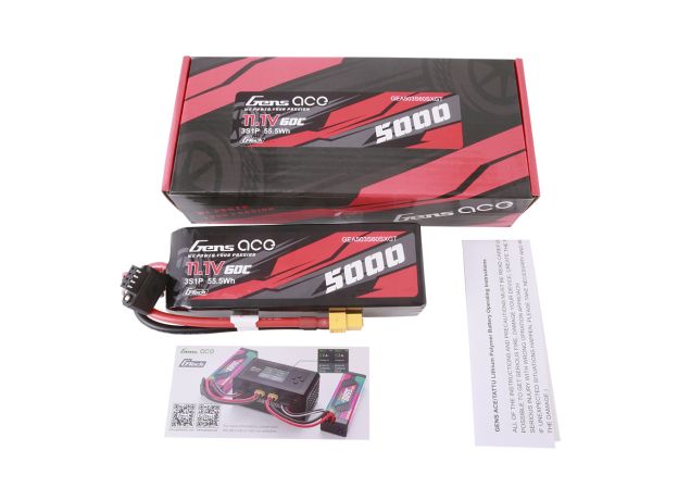 Gens ace 5000mAh 3S 60C 11.1V Short-Size LiPo Batarya | XT60 Konnektör | Car Classic