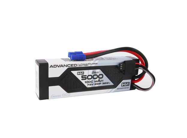Gens ace 5000mAh 2S 100C 7.6V(HV) LiPo Batarya | Sert Kasalı | EC3 Konnektör | Advanced