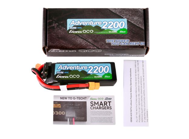 Gens ace 2200mAh 3S 60C 11.1V LiPo Batarya | XT60 Konnektör | Adventure