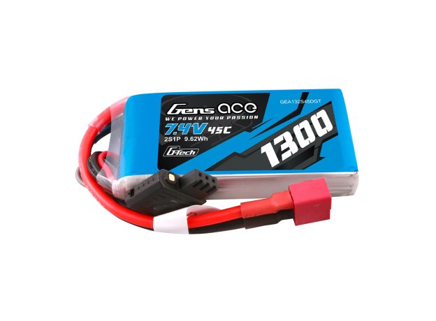 Gens ace 1300mAh 2S 45C 7.4V LiPo Batarya | Deans Konnektör | Air Classic