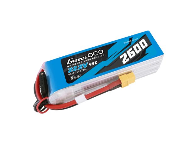 Gens ace 2600mAh 6S 45C 22.2V LiPo Batarya | XT60 Konnektör | Air Classic