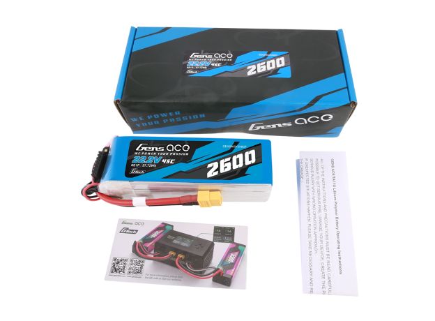 Gens ace 2600mAh 6S 45C 22.2V LiPo Batarya | XT60 Konnektör | Air Classic