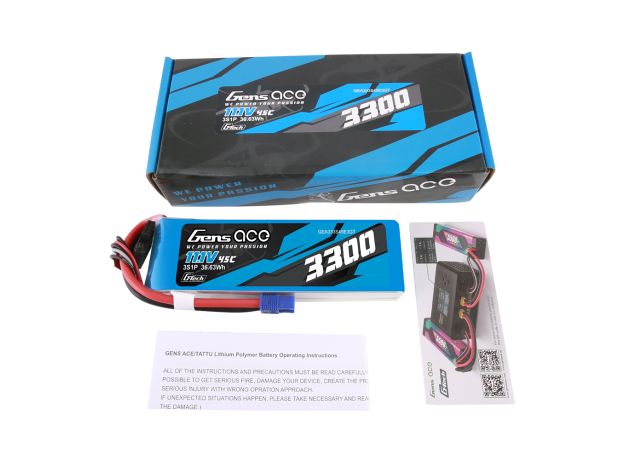 Gens ace 3300mAh 3S 45C 11.1V LiPo Batarya | EC3 Konnektör | Air Classic