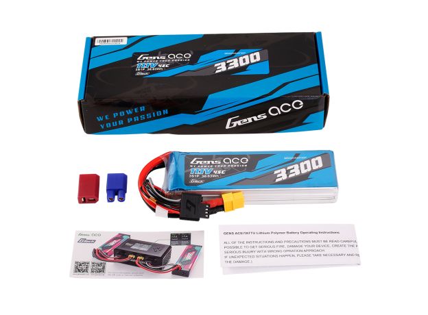 Gens ace 3300mAh 3S 45C 11.1V LiPo Batarya | EC3+Deans | Air Classic