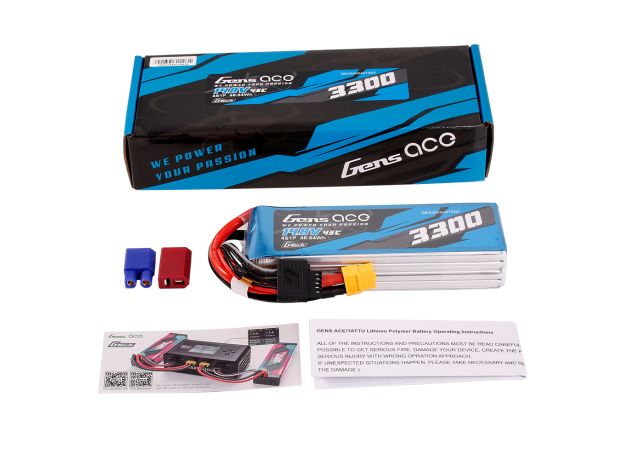 Gens ace 3300mAh 4S 45C 14.8V LiPo Batarya | XT60+EC3+Deans | Air Classic
