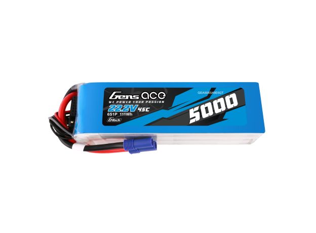 Gens ace 5000mAh 6S 45C 22.2V LiPo Batarya | EC5 Konnektör | Air Classic