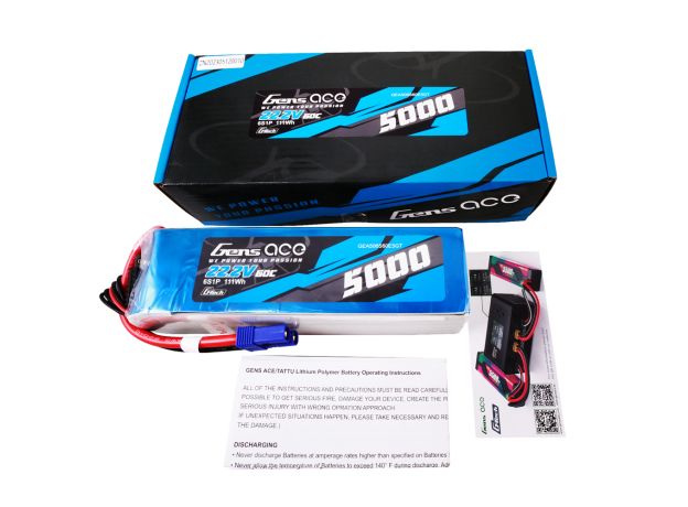 Gens ace 5000mAh 6S 60C 22.2V LiPo Batarya | EC5 Konnektör | Air Classic