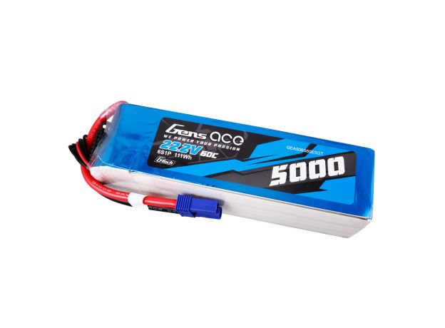 Gens ace 5000mAh 6S 60C 22.2V LiPo Batarya | EC5 Konnektör | Air Classic
