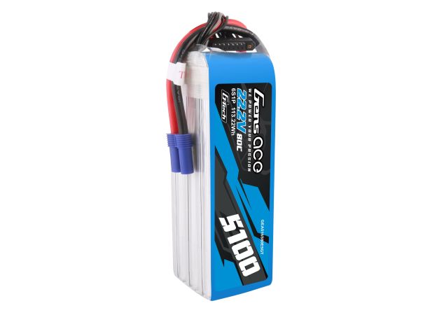 Gens ace 5100mAh 6S 80C 22.2V LiPo Batarya | EC5 Konnektör | Air Classic