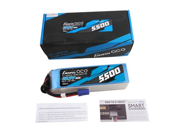 Gens ace 5500mAh 6S 60C 22.2V LiPo Batarya | EC5 Konnektör | Air Classic
