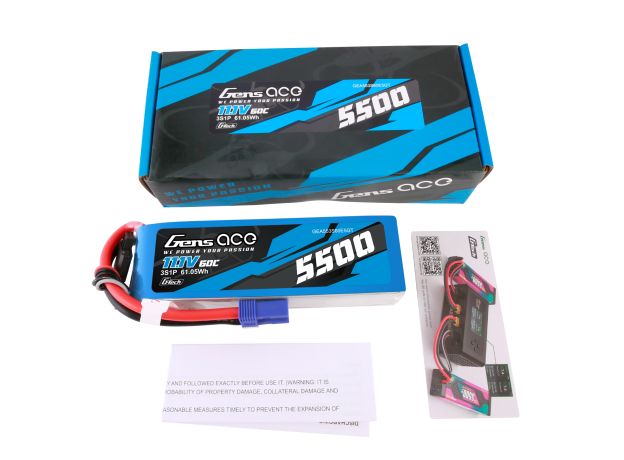 Gens ace 5500mAh 3S 60C 11.1V LiPo Batarya | EC5 Konnektör | Air Classic