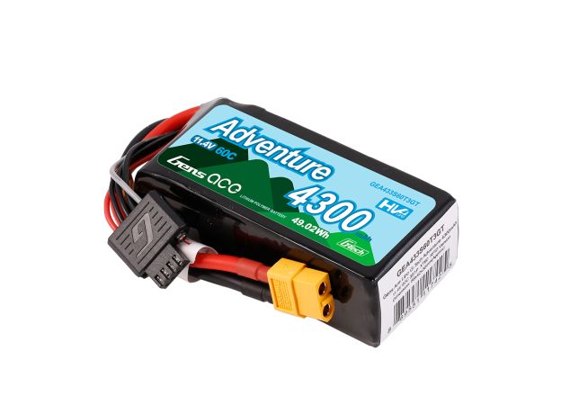 Gens ace 4300mAh 3S 60C 11.4V(HV) LiPo Batarya | XT60+EC3+Deans | Adventure