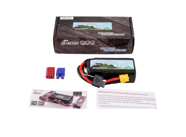 Gens ace 4300mAh 3S 60C 11.4V(HV) LiPo Batarya | XT60+EC3+Deans | Adventure