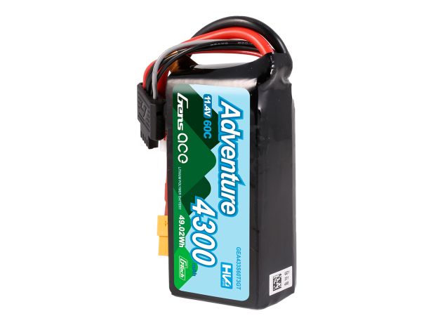 Gens ace 4300mAh 3S 60C 11.4V(HV) LiPo Batarya | XT60+EC3+Deans | Adventure