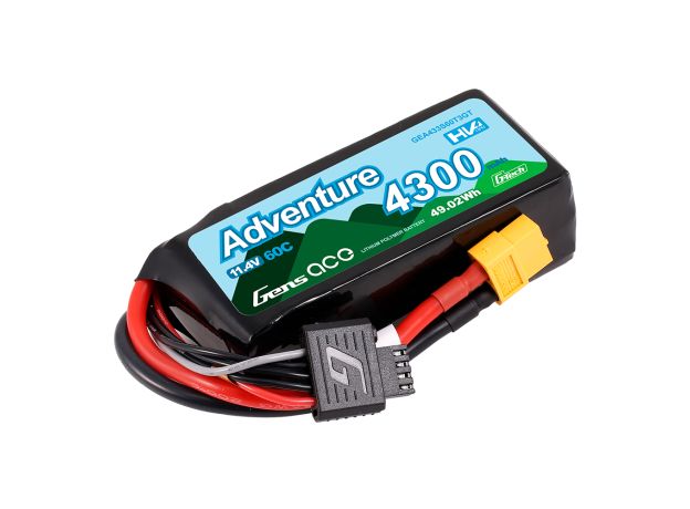 Gens ace 4300mAh 3S 60C 11.4V(HV) LiPo Batarya | XT60+EC3+Deans | Adventure