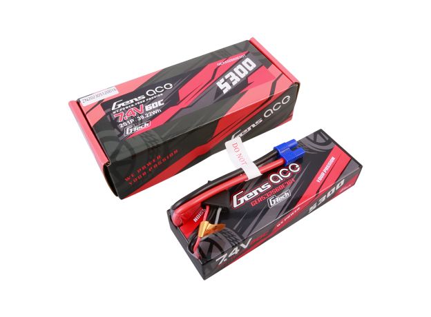 Gens ace 5300mAh 2S 60C 7.4V LiPo Batarya | Sert Kasalı | EC3 Konnektör | Car Classic