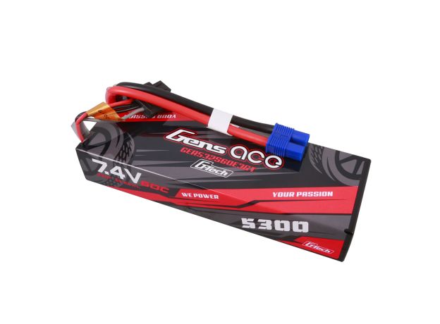 Gens ace 5300mAh 2S 60C 7.4V LiPo Batarya | Sert Kasalı | EC3 Konnektör | Car Classic