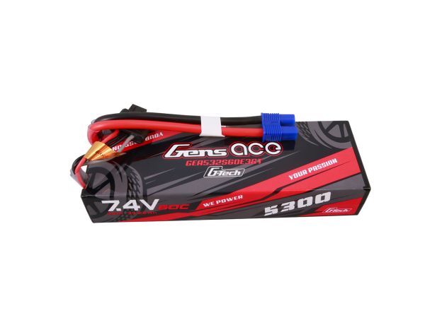 Gens ace 5300mAh 2S 60C 7.4V LiPo Batarya | Sert Kasalı | EC3 Konnektör | Car Classic
