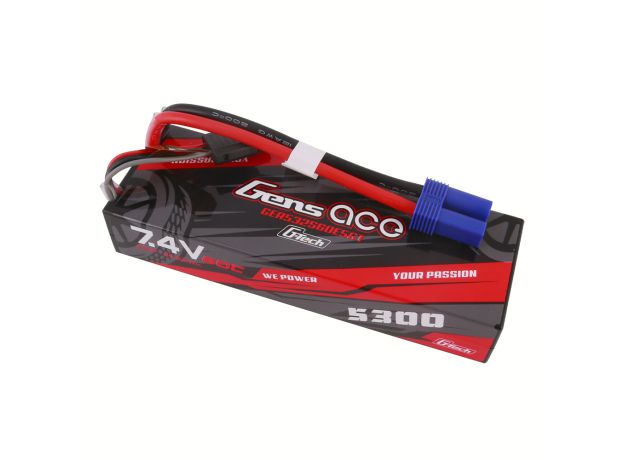 Gens ace 5300mAh 2S 60C 7.4V LiPo Batarya | Sert Kasalı | EC5 Konnektör | Car Classic