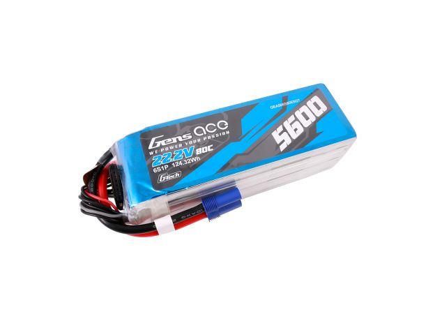 Gens ace 5600mAh 6S 80C 22.2V LiPo Batarya | EC5 Konnektör | Air Classic