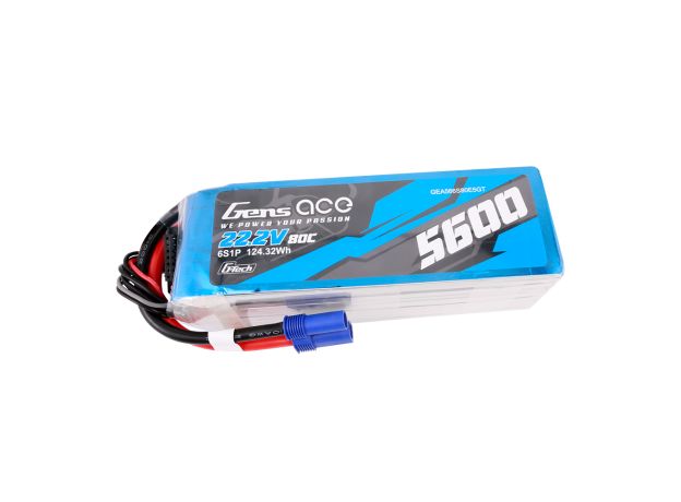 Gens ace 5600mAh 6S 80C 22.2V LiPo Batarya | EC5 Konnektör | Air Classic
