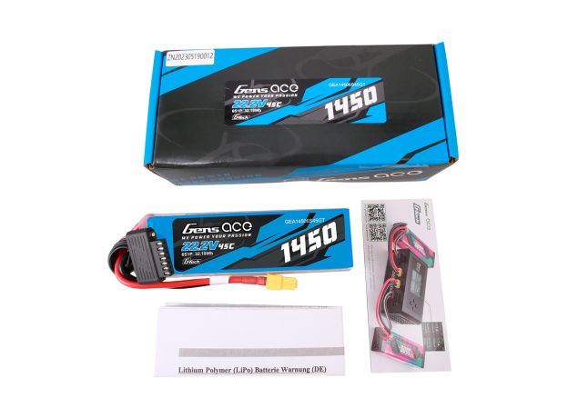 Gens ace 1450mAh 6S 45C 22.2V LiPo Batarya | XT60 Konnektör | Air Classic