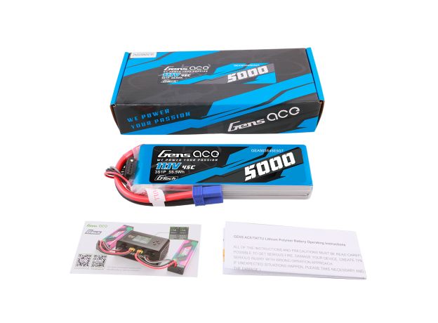 Gens ace 5000mAh 3S 45C 11.1V LiPo Batarya | EC5 Konnektör | Air Classic