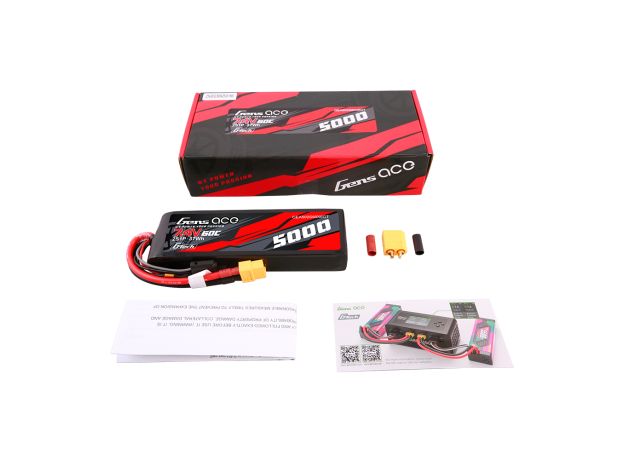 Gens ace 5000mAh 2S 60C 7.4V Short-Size LiPo Batarya | XT60 Konnektör | Car Classic