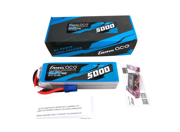 Gens ace 5000mAh 5S 45C 18.5V LiPo Batarya | EC5 Konnektör | Air Classic (Non-G-Tech)
