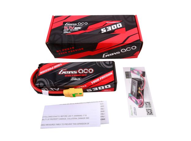 Gens ace 5300mAh 3S 60C 11.1V LiPo Batarya | Sert Kasalı | XT90 Konnektör | Car Classic