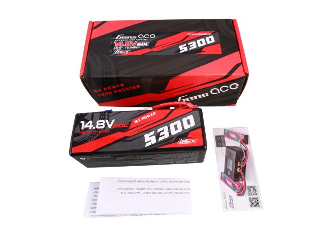 Gens ace 5300mAh 4S 60C 14.8V LiPo Batarya | Sert Kasalı | EC5 Konnektör | Car Classic