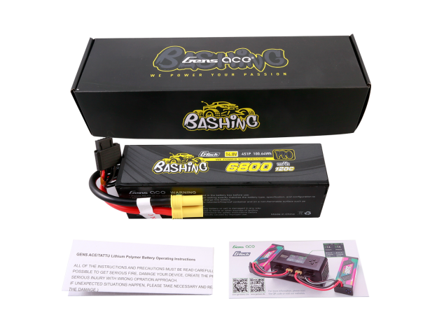 Gens ace 6800mAh 4S 120C 14.8V LiPo Batarya | Sert Kasalı | EC5 Konnektör | Bashing Pro