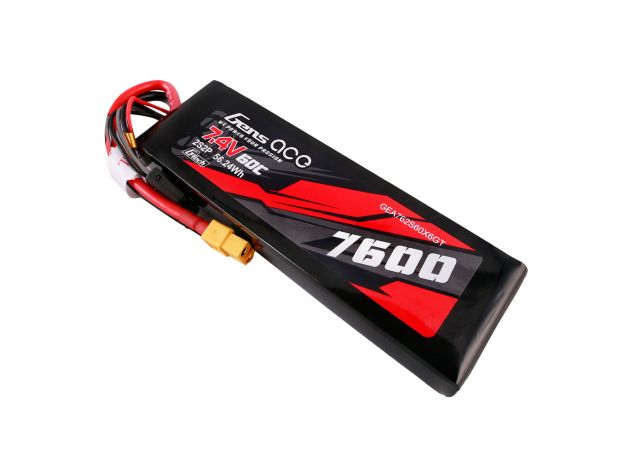Gens ace 7600mAh 2S 60C 7.4V LiPo Batarya | XT60 Konnektör | Car Classic