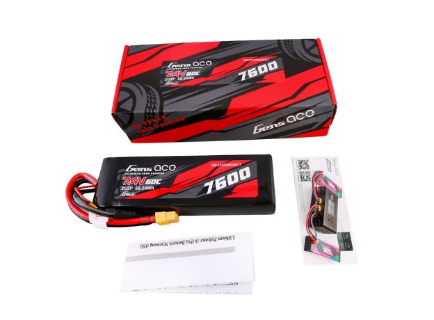 Gens ace 7600mAh 2S 60C 7.4V LiPo Batarya | XT60 Konnektör | Car Classic