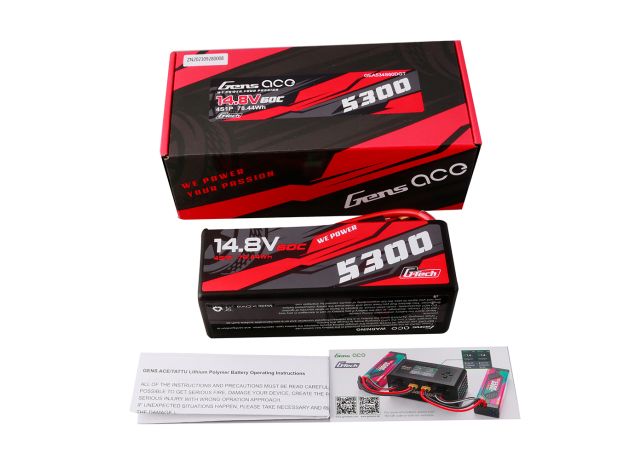 Gens ace 5300mAh 4S 60C 14.8V LiPo Batarya | Sert Kasalı | Deans Konnektör | Car Classic